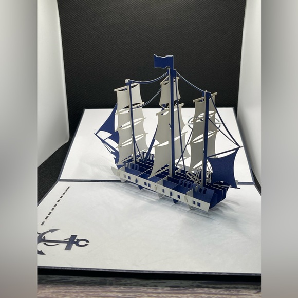 White sailboat pop up card for dad or any occasion with envelope - Picture 2 of 3